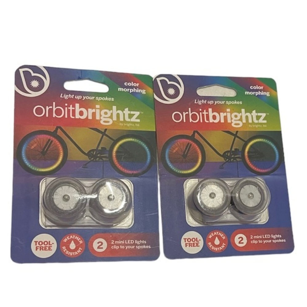 New Orbit Brightz - color morphing 4 LED lights clip to your spokes, 2 packs